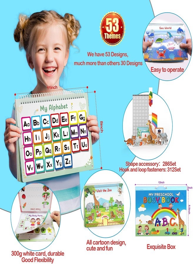 WJPC 53 Designs Busy Book for Toddlers 1,2,3,4,5,6 Years. Preschool Learning Busy Board Kids Boys&Girls Quiet Montessori Toddler Activity Book, Tracing Coloring - Image 2